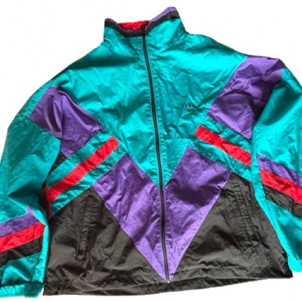 Colorful Vintage USA Olympics Windbreaker Jacket JCPenney size Large